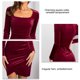 thumbnail image 2 of Vestido De Manga Larga, Elegante Cuello Cuadrado Vestido De Manga Larga Cintura Alta Bodycon Para Fiesta De Vacaciones Para Dama, 2 of 5