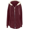 thumbnail image 3 of Aricy Plus Size Winter Warm Coats for Women Fuzzy Fleece Jackets Full Zip Oversized Winter Warm Coats Puffy Sherpa Color Block Patchwork Cardigan Sweatshirt Outerwear with Pockets, 3 of 4