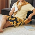 thumbnail image 5 of Kdxio Navy Blue Plaid Sunflower Print Mens Sleep Shorts Bottoms Soft Comfy Pajama Wear Pants with Drawstring Pockets, 5 of 5
