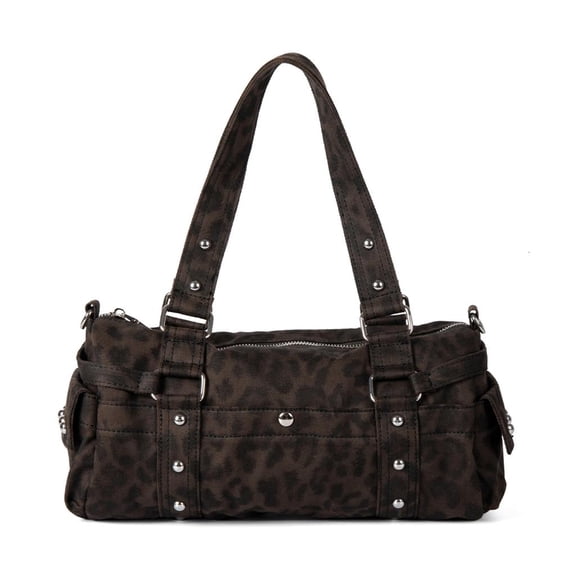 Leopards Print Shoulder Bag Nylon Crossbody Bag Underarm Purse For Daily Use