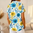 thumbnail image 5 of IYYVV Womens Waffle Polo Shirts Short Sleeve T-Shirt Summer Casual Tennis Work Athletic Tops Fashion Floral Printed Tee Dark Blue 3XL, 5 of 5