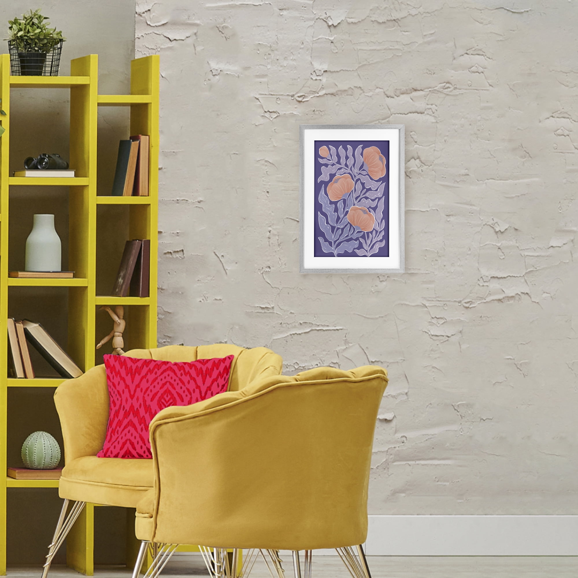 Stupell Industries Midcentury Purple Poppies Gray Framed Print Under Glass, design by Martina Pavlova