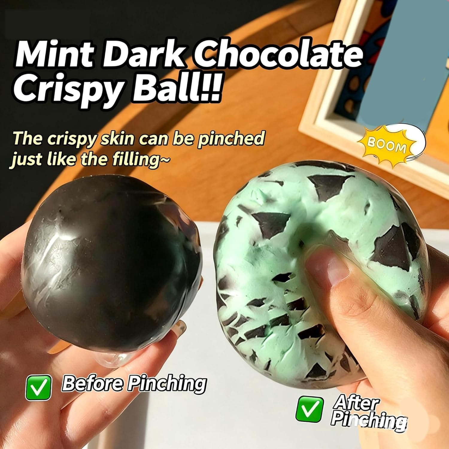 4-Pack Crispy Stress Ball, Wax Cracking Squishies with Crunchy Sound, Chocolate Moldable Sensory Toys for Relief & Fidgeting