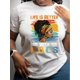 thumbnail image 2 of Camiseta morada vibrante "La vida es mejor con rastas" - Camiseta informal de manga corta y cuello redondo para mujer, transpirable, perfecta para primavera y verano. Para adultos, hombres, mujeres, a, 2 of 5