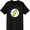 thumbnail image 4 of The Flash Thunderbolt Logo Men's Black Crew Neck Short Sleeve Tee-Medium, 4 of 6