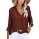 thumbnail image 1 of Lady Top,Camisa con Cuello en V a Rayas para Mujer, Camisa con Cuello en V de otoño, Camisa Informal Suelta con Botones, Calidad Superior, 1 of 5