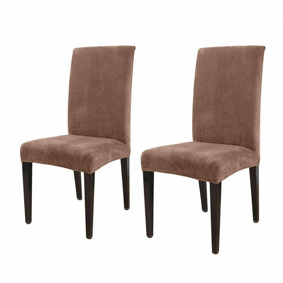 AUQ 2Pcs Chair Seat Covers,Easy to Clean Chair Covers for Dining,Expandable Chair Cover Dining Chair Slipcovers,Light Brown