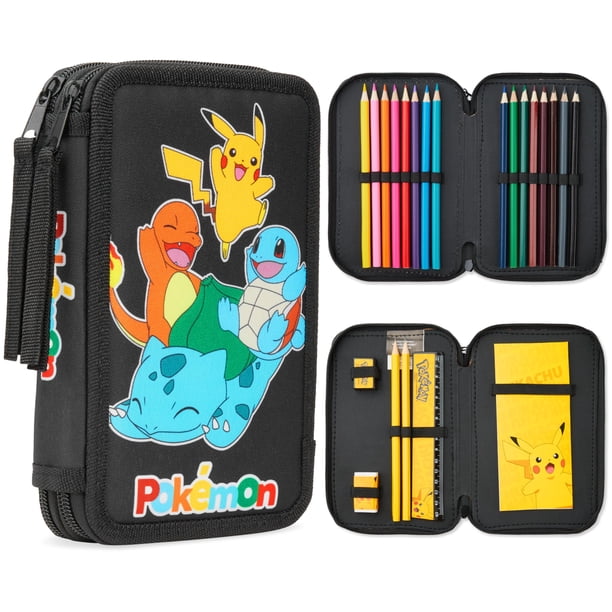Estuche para lápices con relleno de Pokémon Pikachu y set de papelería para niños