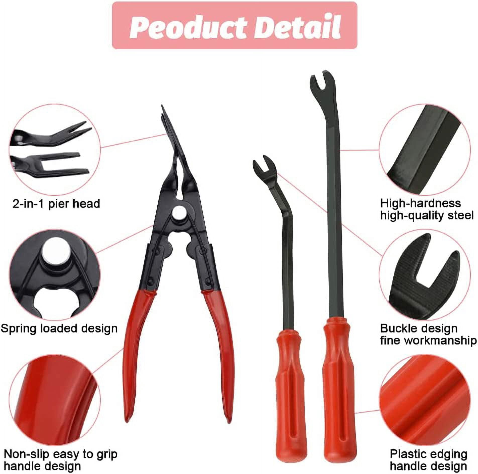 BUZIFU 7Pcs Auto Trim Removal Tool Clip Pliers Set Fastener Remover Plastic Pry Tool Auto Panel Trim Car Trim Tool Auto Interior Trim Disassemble Tools with Storage Bag for Car Door Panel Dashboard