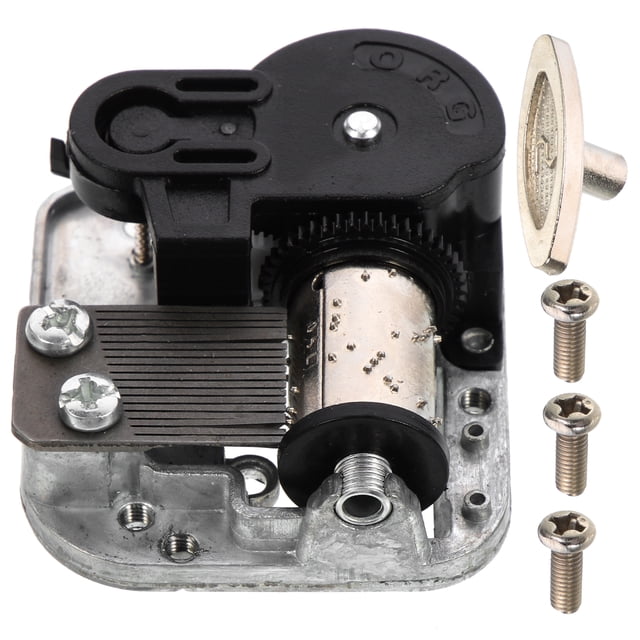SHISUYAN Wind Up Music Box Mechanism with Alloy Material for DIY Projects Silver Color Psychology Therapeutic Function 2.5x2.5x1.5 Inches