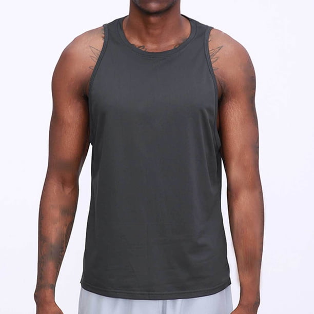 pstuiky Camisetas sin mangas para hombre, Camiseta deportiva informal de color liso para hombre, para entrenamiento físico, secado rápido, con cuello redondo Tops elegantes para mujer s
