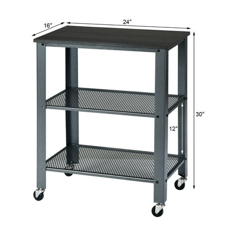 wheels cart kitchen utility industrial storage serving tier trolley silver walmart costway truck wooden van mini gymax mobile