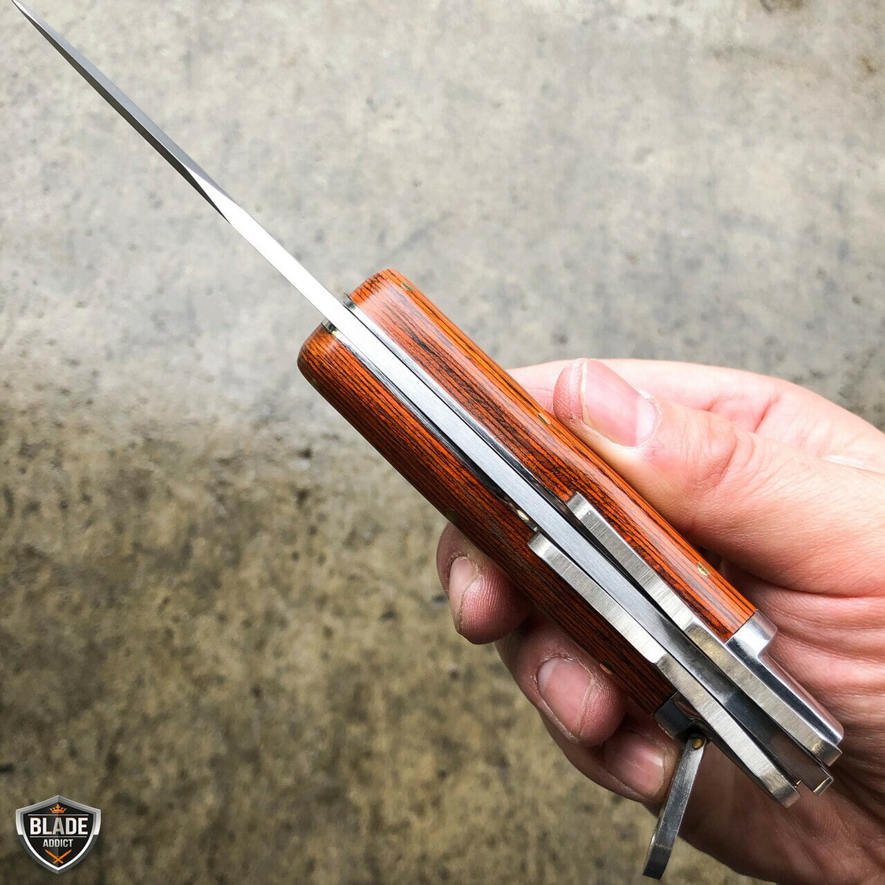 12" Hunting FOLDING Fixed Blade Camping Knife Bowie w/ Leather Sheath