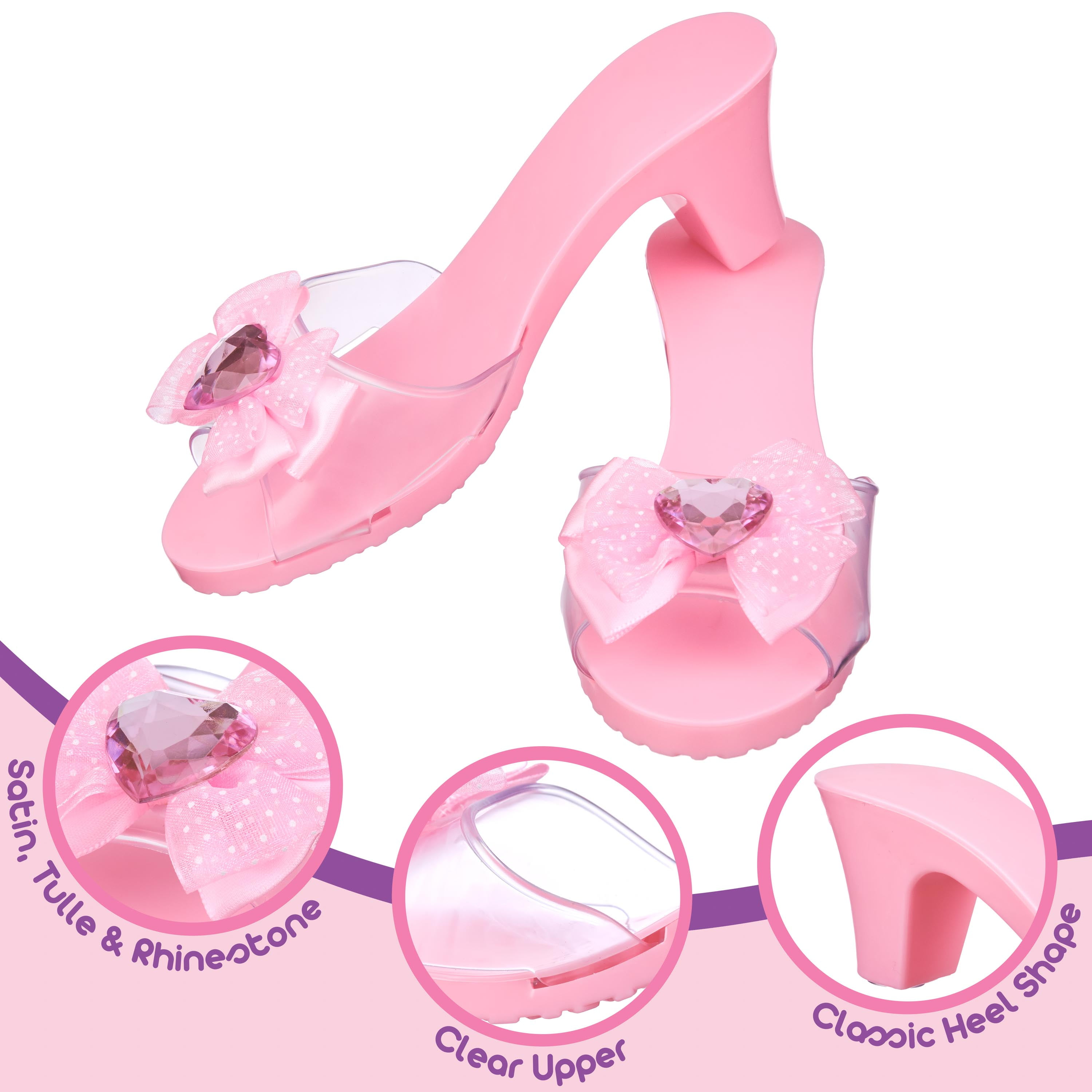 Expressions 3 Pack Princess Shoe Set Dress Up Royalty Kids Heels Slip On Shoes Pastel Colored Princess Dress Up Shoes Pretend Play High Heels for