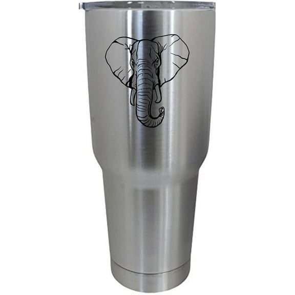 Elephant Face Zoo Animal Themed Etched 30oz Stainless Steel Tumbler