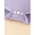 thumbnail image 6 of DcoolMoogl Infant Newborn Baby Girl Elephant Outfits Headband Romper Suspender Bib Skirt 3Pcs Clothing Sets Purple 9-12 Months, 6 of 7