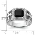 thumbnail image 2 of 925 Sterling Silver Polished Prong set Diamond and Simulated Onyx Black Rhodium Plated Religious Faith Cross Mens Ring S, 2 of 2