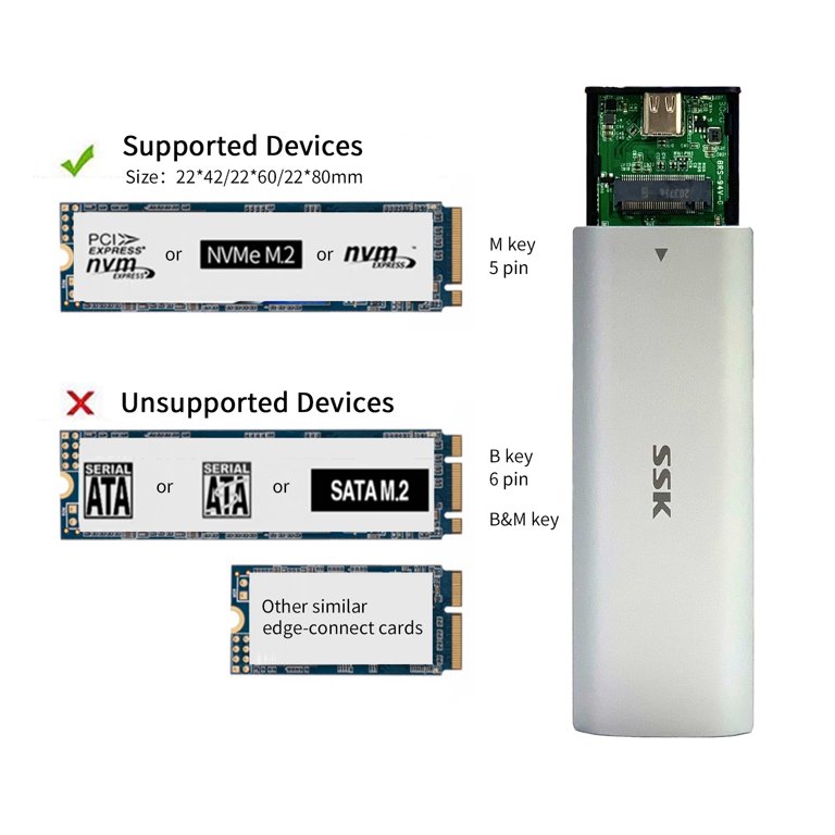 SSD Case Review and Setup - USB SSK M.2 NVME - External Portable SSD  Enclosure Case 