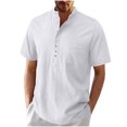 thumbnail image 1 of Mens Casual Manga Corta Botón Abajo Camisas, Verano Color Sólido, Cuello de Soporte Bolsillo Camisa Turndown, 1 of 9