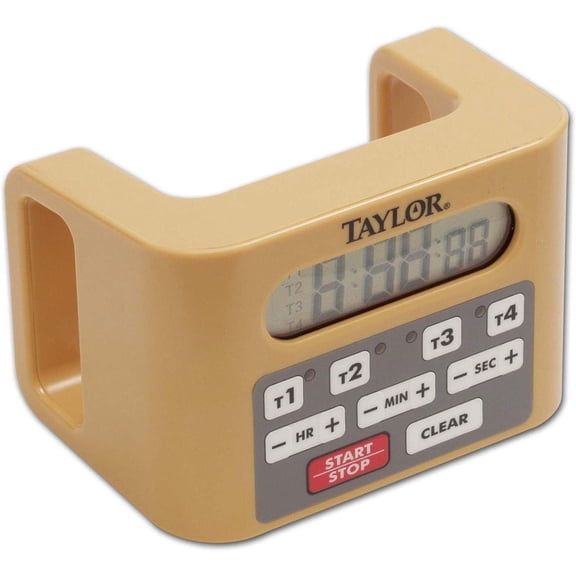 Taylor 5839N Digital 4-Channel Commercial Kitchen Countdown Timer, Water Resistant, Yellow