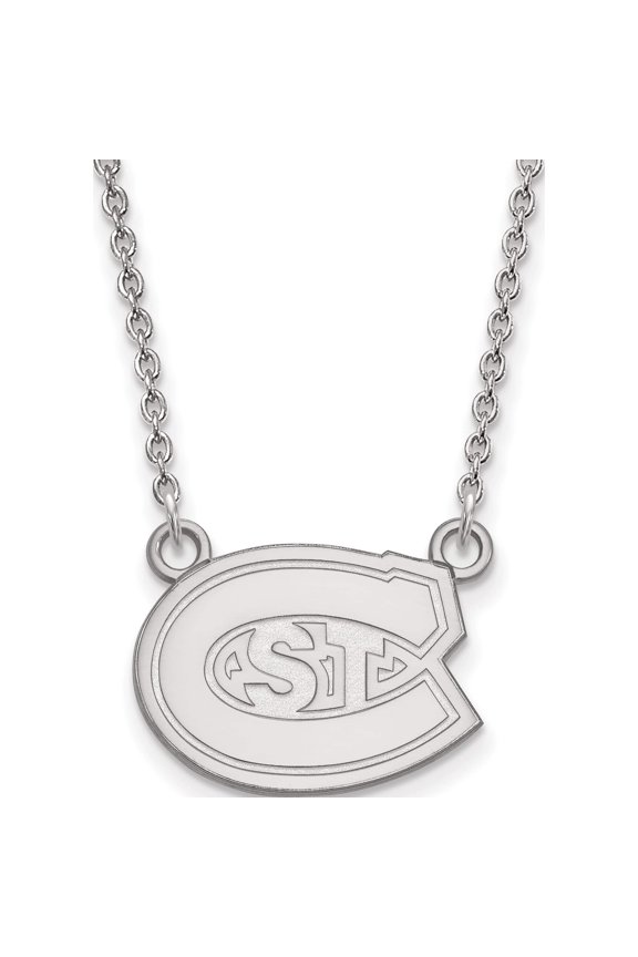 Sterling Silver S. Rh-Plated Logoart St. Cloud State Small Pendant With Necklace (18 X 17) Made In United States ss008stc-18
