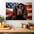 thumbnail image 3 of Field Spaniel Dog with American Flag Canvas Wall Art Dog Pictures for Wall Decor Red White Blue Flag of USA Patriotic Painting Print for Living Room Bedroom Office Ready to Hang, 3 of 4