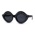 thumbnail image 3 of Heavy Oversize Rhinestone Leaf Shape Mod Sparkling Sunglasses Black Gunmetal, 3 of 4