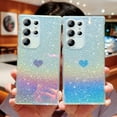 thumbnail image 2 of for Samsung Galaxy S22 Ultra Case Iridescent Holographic, Gradient Bling Glitter Clear Phone Case with Camera Lens Cover Soft Shockproof Cute Heart S22 Ultra Case for Women Girls 6.8" (Purple Heart), 2 of 10