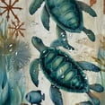 thumbnail image 5 of Orinice Fabric Shower Curtain,Sea Turtle Nautical Map Beach Theme Ocean Creature Landscape Coral Blue Teal Polyester Designer Cloth, Print Decorative Bathroom Curtains Include Hooks Set 36x72, 5 of 7