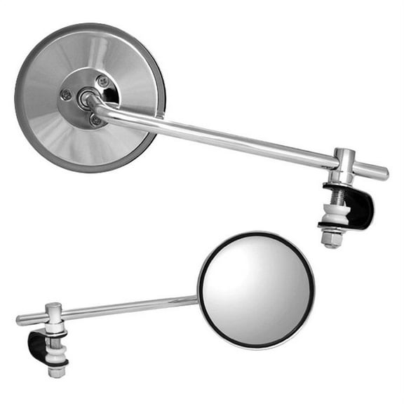 K Source 951038 - 3-7/8" Foldaway Left Side Round Clamp Chrome Mirror