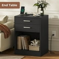 thumbnail image 2 of Afuhokles Nightstand Set of 2,Black Bedside Table with Charging Station 2 Drawers, 2 of 6