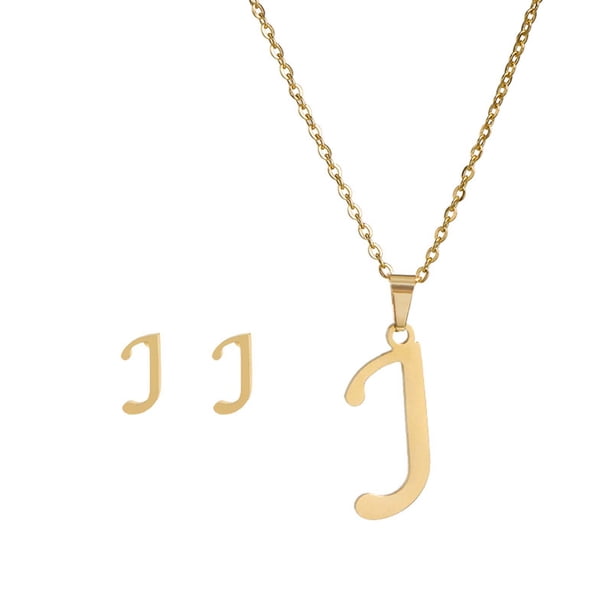 Pendientes para mujer, regalos para mujer, regalo de moda para mujer, 26 letras en inglés, nombre, cadena, collar, colgante, juego de pendientes, pulsera, collar