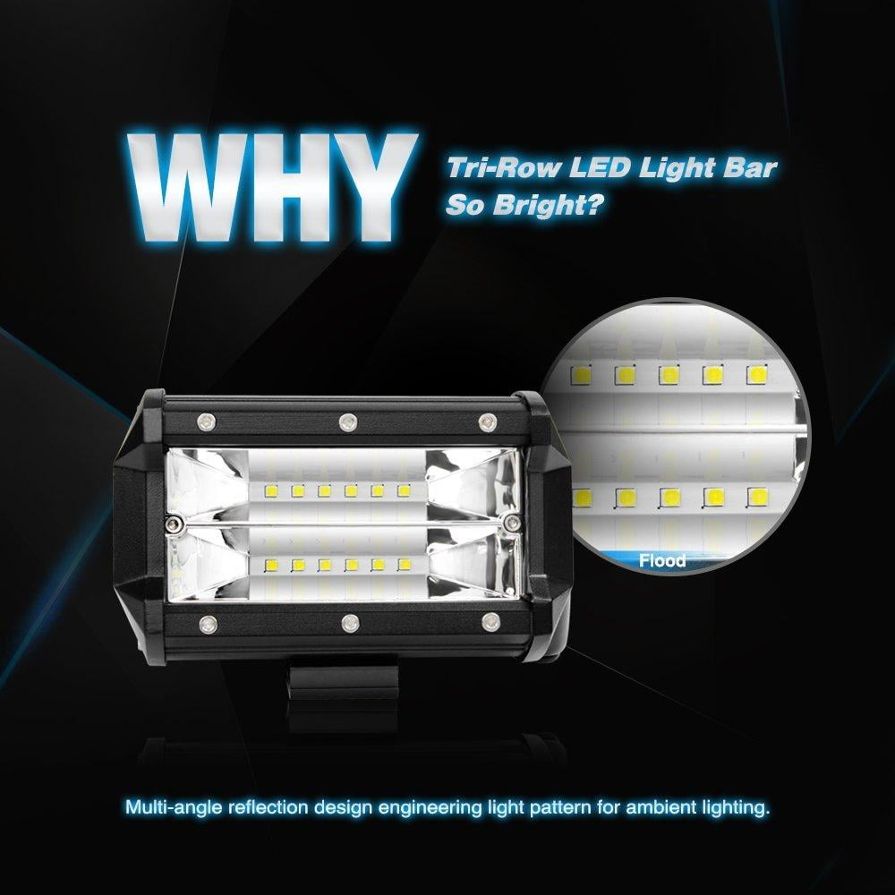Nilight 5.3 Inch 72W LED Flood Light Bar, Adjustable, IP67 Waterproof, 2 Pieces