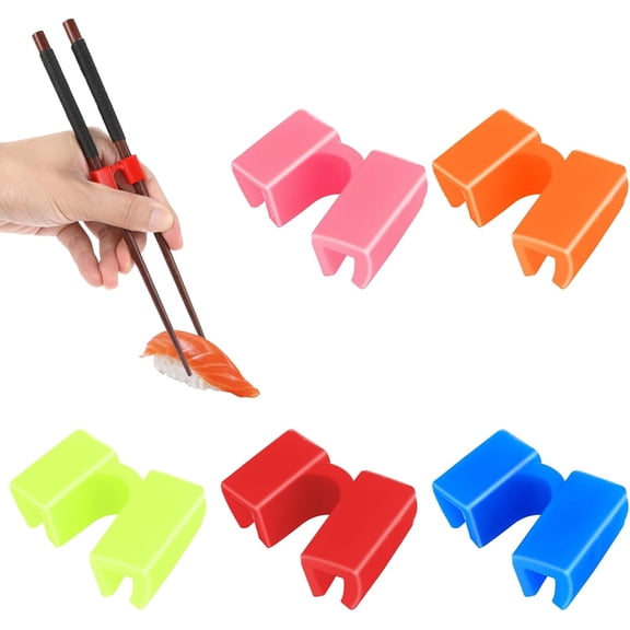 5 Pcs Reusable Chopstick Helpers Practice Chinese Chop Stick, Hinges Connector Training Chopstick Learning for Many Age Adults, Beginner, Trainers or Learner (Colourful)
