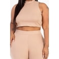 thumbnail image 4 of Plus Size Ribbed Mock Neck Crop Tank Top& Bootcut Pants Set, 4 of 5
