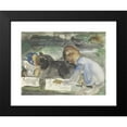 thumbnail image 2 of Carel Adolph Lion Cachet 14x12 Black Modern Framed Museum Art Print Titled - Two Drawing Children (1874), 2 of 5