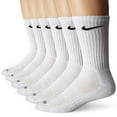 thumbnail image 1 of Nike Chaussettes d'Entraînement Mi-Mollet Dri-FIT Blanches (Grandes/6 Paires) 8-12, 1 of 1