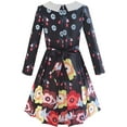 thumbnail image 3 of Girls Dress Fit-and-flare Flower Print Party Long Sleeve Cute 12, 3 of 6