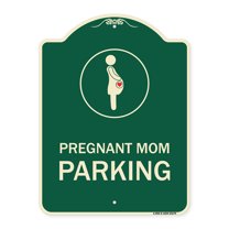 SignMission Designer Series Sign - Pregnant Mom Parking (With Graphic) | Green & Tan 18" x 24" Heavy-Gauge Aluminum Architectural Sign | Protect Your Business & Municipality | Made in