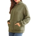 thumbnail image 2 of Sudadera con Capucha para Mujer, Informal, de Larga, con Cordón Ajustable, de Jacquard, Estilo Pulóver, Ropa Holgada. Verde L, 2 of 7