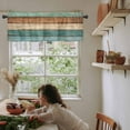thumbnail image 6 of Teal Turquoise Curtain Valance for Windows/Kitchen/Living Room/Bedroom, Retro Farmhouse Wood Grain Brown Rod Pocket Window Treatment Short Drape Topper Small Tier Cafe Curtains Panel 54X18, 6 of 8