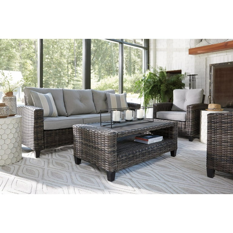 Ashley Cloverbrooke Outdoor 4PC Furniture Set with Sofa, Chairs