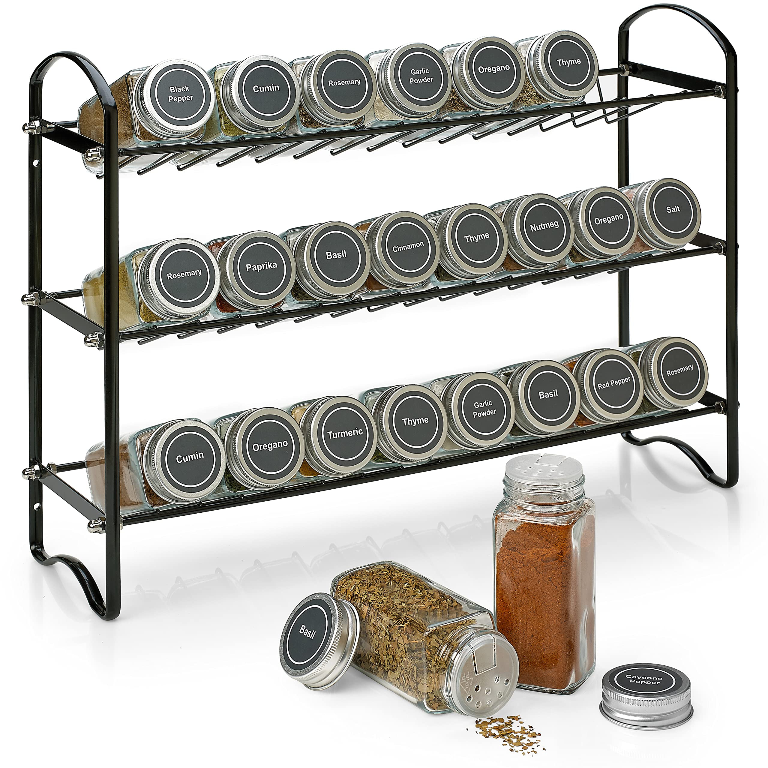 Accguan Spice Jars with Spice Rack,Spice Organizer with Spice Stickers and  Stylus and Funnel, Perfect for Kitchen Countertop Storage,Cabinet Storage,  Dining Room, and Gifts(36pcs) - Yahoo Shopping