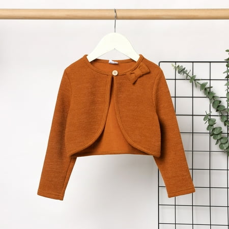

PatPat Toddler Girl Solid Color Bowknot Design Ribbed Cardigan Jacket