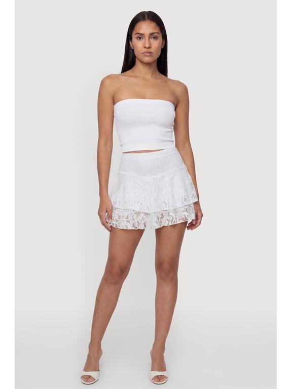 Women's Lace Drop Waist Ruffle Trim Skort