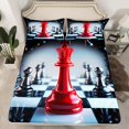 thumbnail image 2 of Manfei Chess Game Twin Sheet Sets,Classic Checkerboard Twin Fitted Sheet,Red White Black Flat Sheet For Boys Kids,Breathable Home Decor,3-Piece, 2 of 7