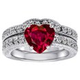 thumbnail image 3 of Star K� 8mm Heart Shape Created Ruby Wedding Set, 3 of 9