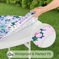 thumbnail image 5 of 44in Round Tablecloth with Elastic Edge, Waterproof Fitted Table Cover for 36-44" Tables, Boho Theme Polyester Reusable Table Cloths Wipe Clean for Picnic, Dining, Outdoor Use and Party Decor, 5 of 7