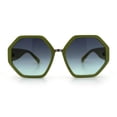 thumbnail image 5 of Womens Octagonal Oversized Retro Chic Fashion Double Rim Sunglasses All Green, 5 of 8