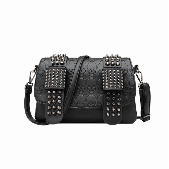 Studded Crossbody Bags for Women, Punk Skull Shoulder Tote Bag Handbag